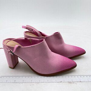 FOWT Pink Suede Women Chunky High Heel Pump Slingback Pointed Toe Dress Shoes